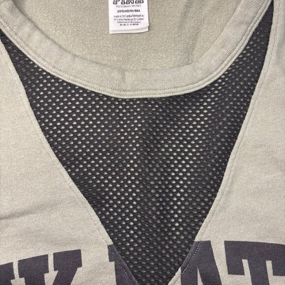 PINK VICTORIA'S SECRET Small Pink Nation Army Green Sweatshirt Mesh Cutout - Picture 2 of 4